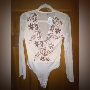 Light Pink Sparkly Bodysuit - Size Medium